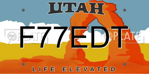 F77EDT Utah License Plate
