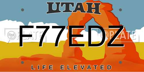 F77EDZ Utah License Plate