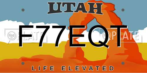 F77EQT Utah License Plate