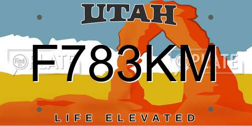 F783KM Utah License Plate