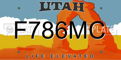 F786MC Utah License Plate