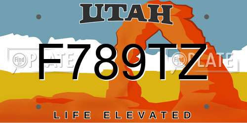 F789TZ Utah License Plate