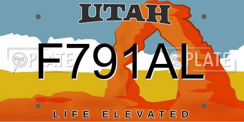 F791AL Utah License Plate