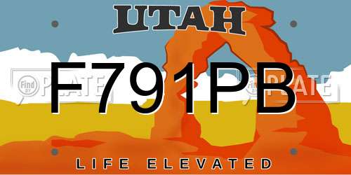 F791PB Utah License Plate