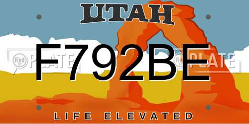 F792BE Utah License Plate