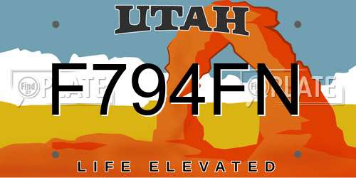 F794FN Utah License Plate
