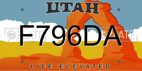 F796DA Utah License Plate