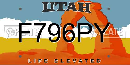 F796PY Utah License Plate