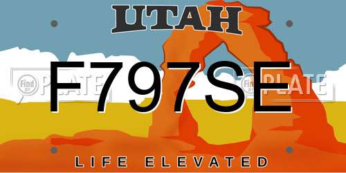 F797SE Utah License Plate