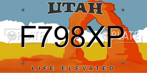 F798XP Utah License Plate