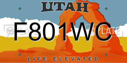 F801WC Utah License Plate