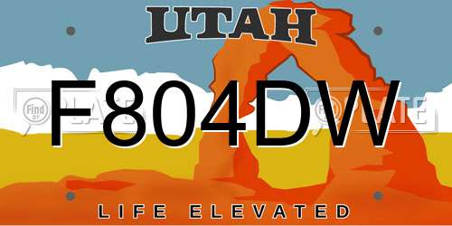 F804DW Utah License Plate