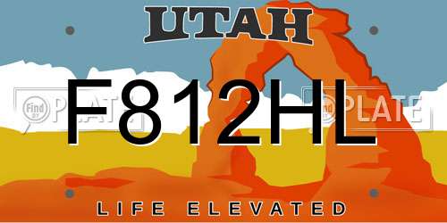 F812HL Utah License Plate