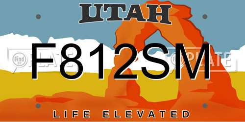 F812SM Utah License Plate