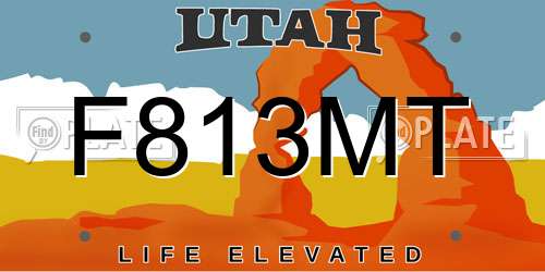 F813MT Utah License Plate