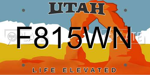 F815WN Utah License Plate