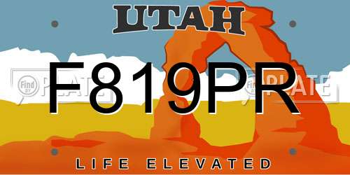 F819PR Utah License Plate