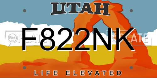 F822NK Utah License Plate