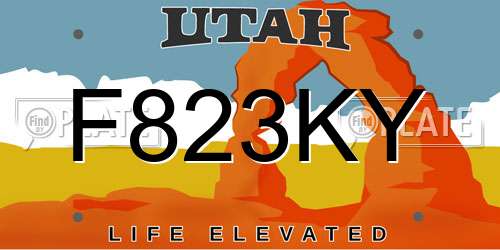 F823KY Utah License Plate