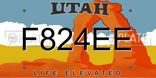 F824EE Utah License Plate