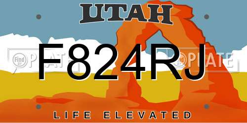 F824RJ Utah License Plate