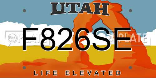 F826SE Utah License Plate