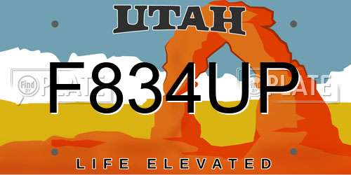 F834UP Utah License Plate