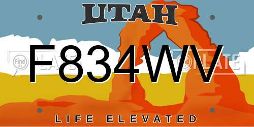F834WV Utah License Plate