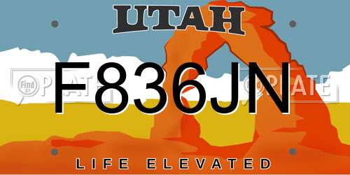 F836JN Utah License Plate
