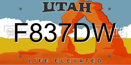F837DW Utah License Plate