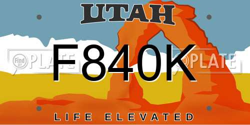 F840K Utah License Plate