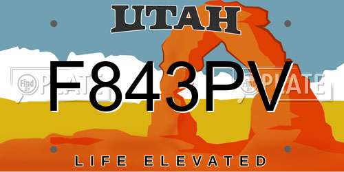 F843PV Utah License Plate