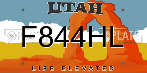 F844HL Utah License Plate