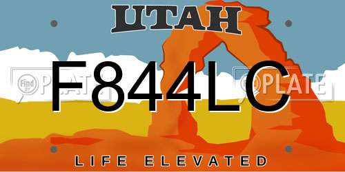 F844LC Utah License Plate