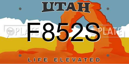 F852S Utah License Plate