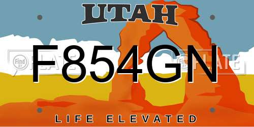 F854GN Utah License Plate