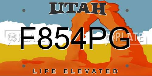F854PG Utah License Plate
