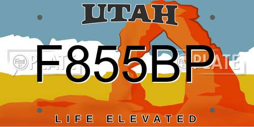 F855BP Utah License Plate