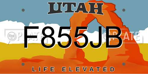 F855JB Utah License Plate