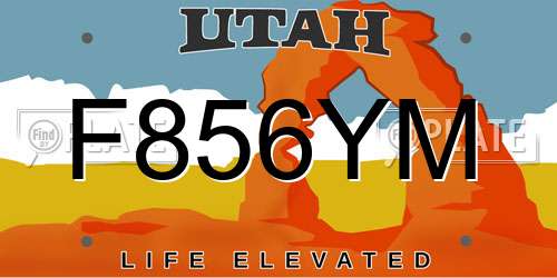 F856YM Utah License Plate