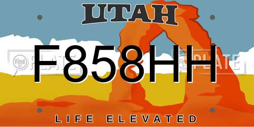 F858HH Utah License Plate