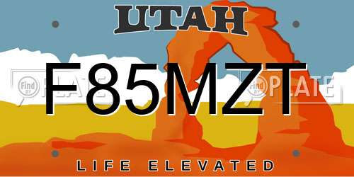 F85MZT Utah License Plate