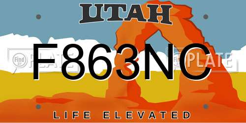 F863NC Utah License Plate