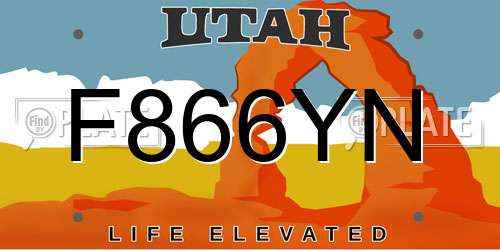 F866YN Utah License Plate