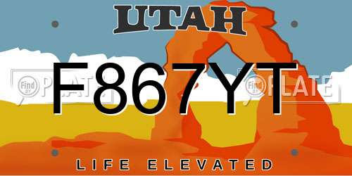 F867YT Utah License Plate