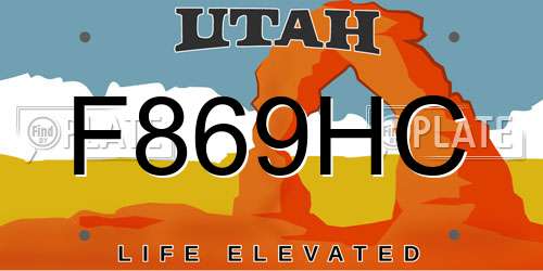 F869HC Utah License Plate