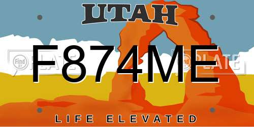 F874ME Utah License Plate