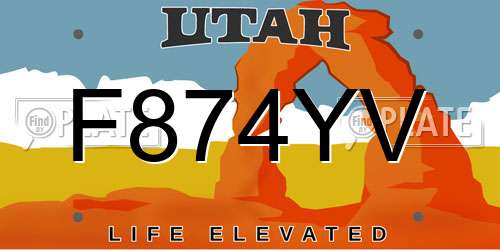 F874YV Utah License Plate