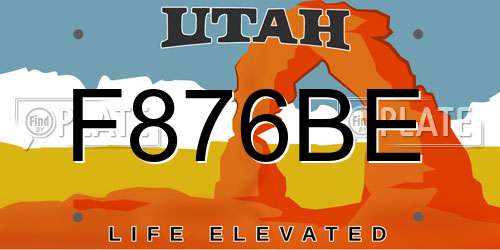 F876BE Utah License Plate