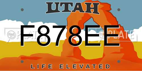 F878EE Utah License Plate